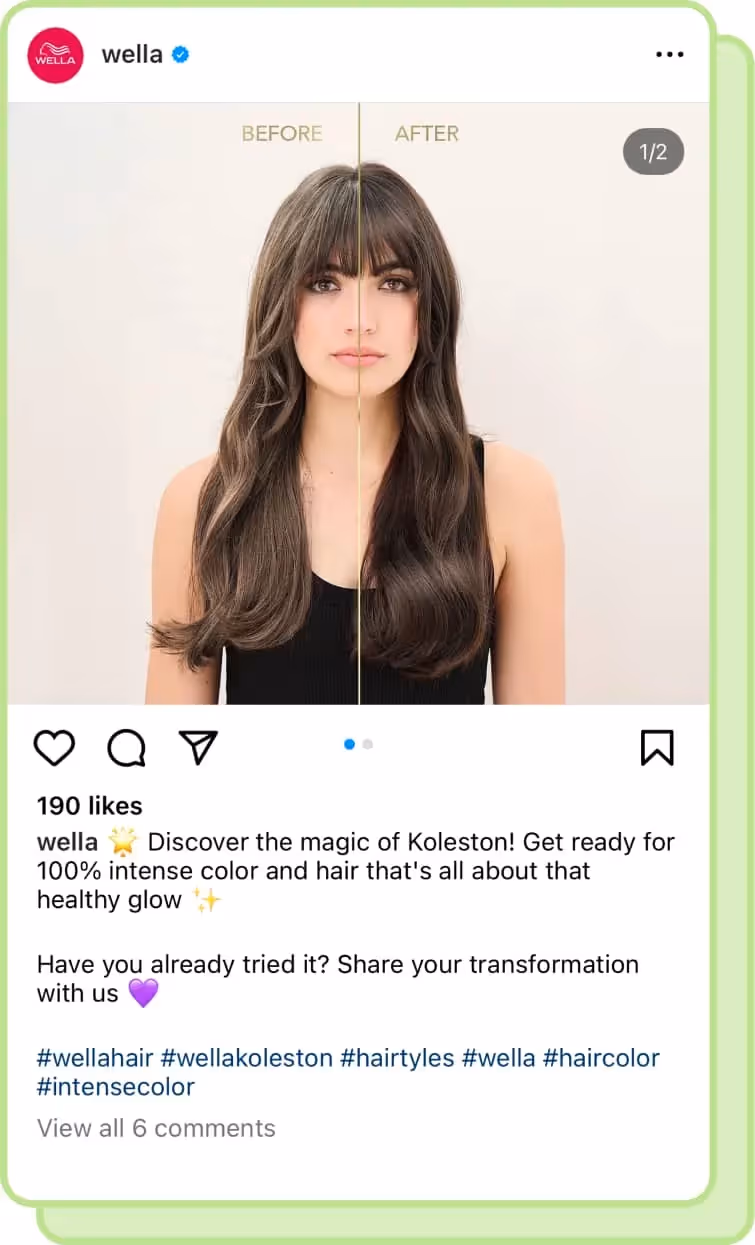 brunette hair style with bands hair before and after split image wella ig carousel screenshot 