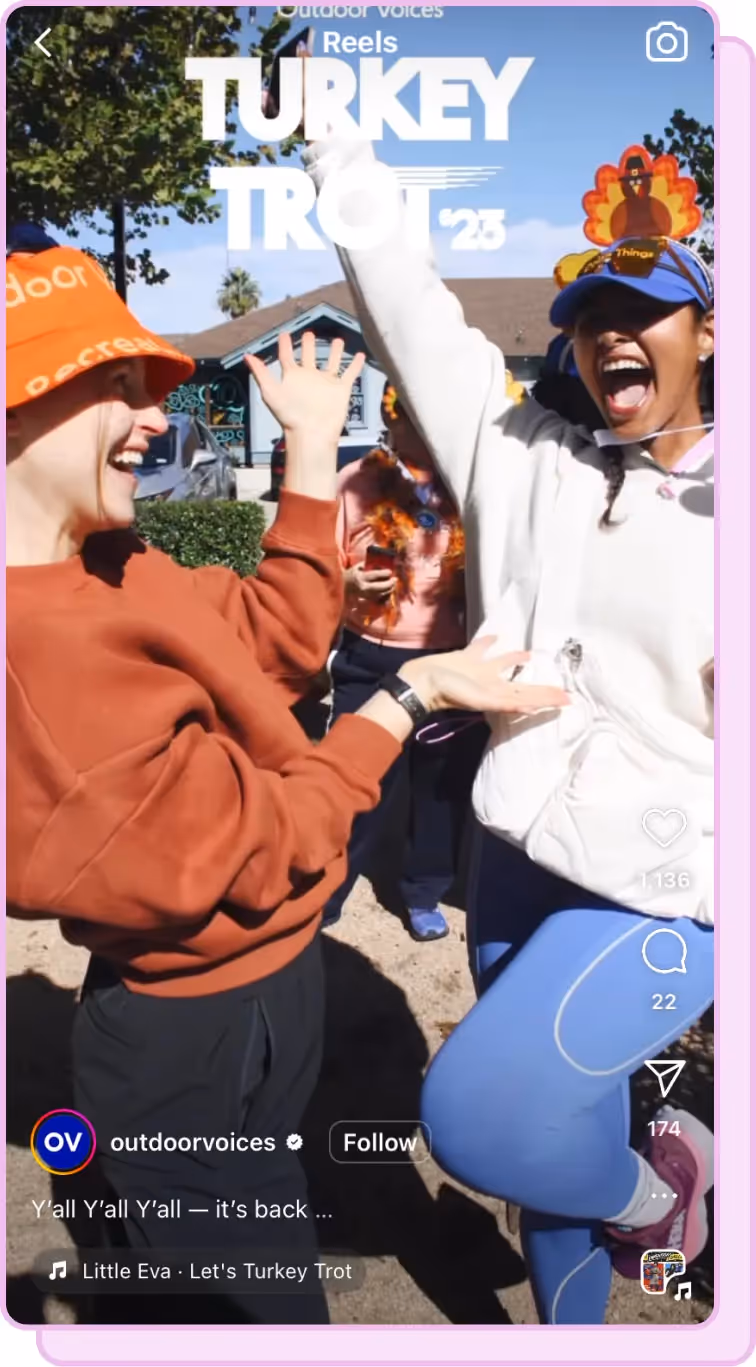 outdoor voices turkey trot ig reels screenshot