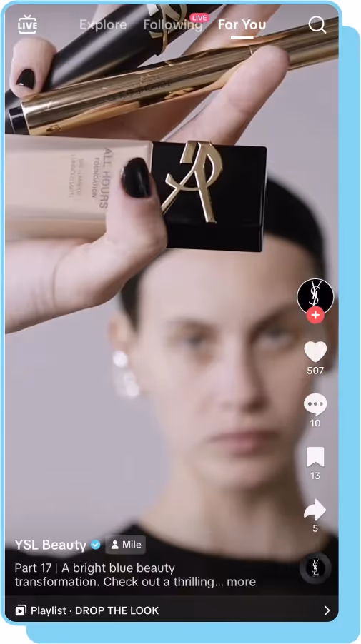 model holding up ysl all hours foundation and products tiktok screenshot