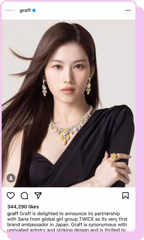 model wearing graff jewels ig screenshot 