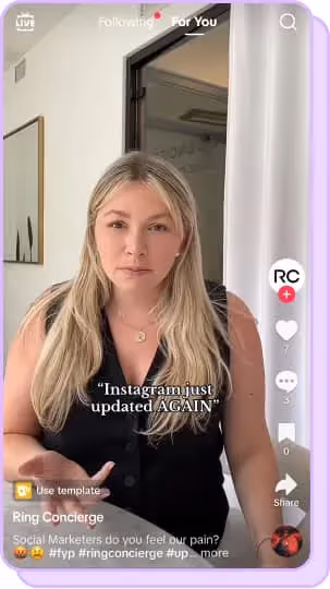 tiktok screenshot of blonde social media manager talking about ig update