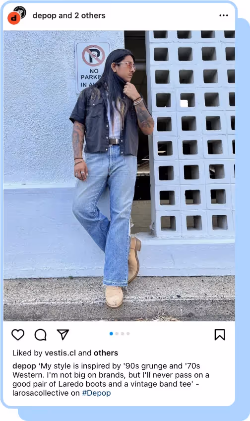 man posing in clothes from depop ig screenshot