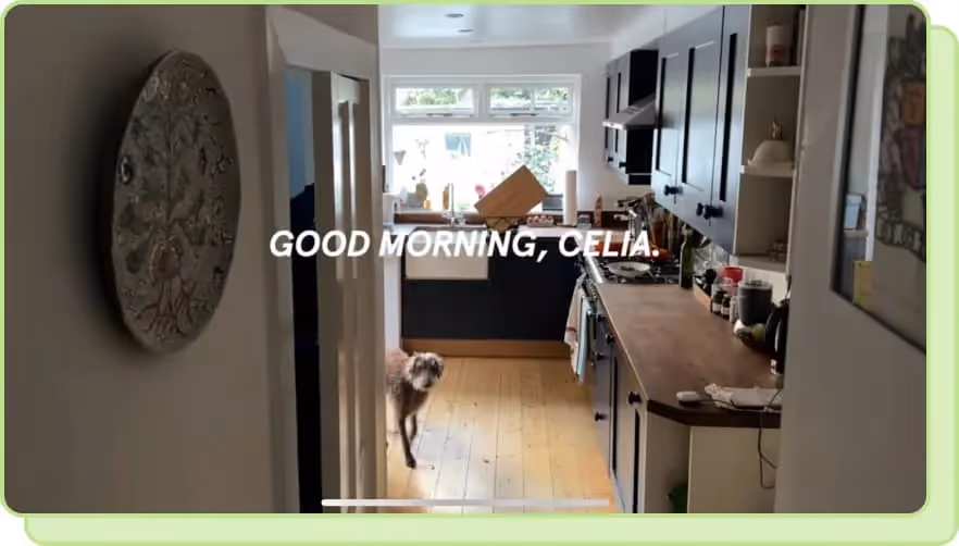 living room layout with good morning text written over it