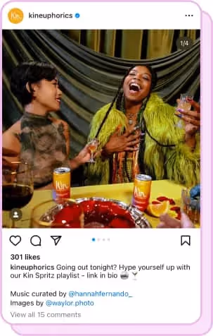 two people laughing over kin euphorics beverages