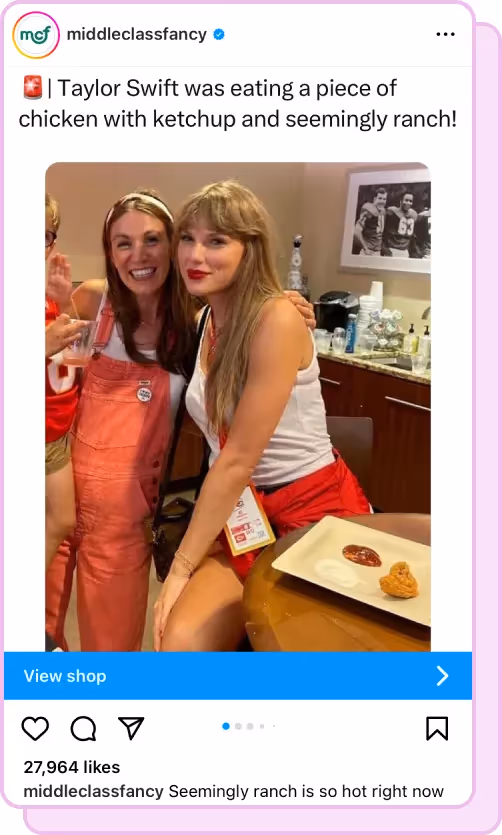 taylor swift poses with fan sitting with chicken fingers and seemingly ranch meme