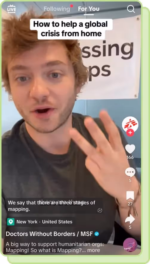 doctos without border tiktok discussing how to help a global crisis from home 