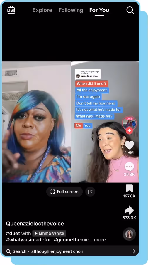 although enjoyment tiktok screenshot duet