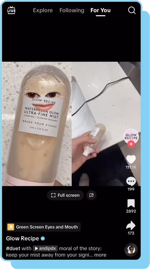 glow recipe tiktok duet screenshot