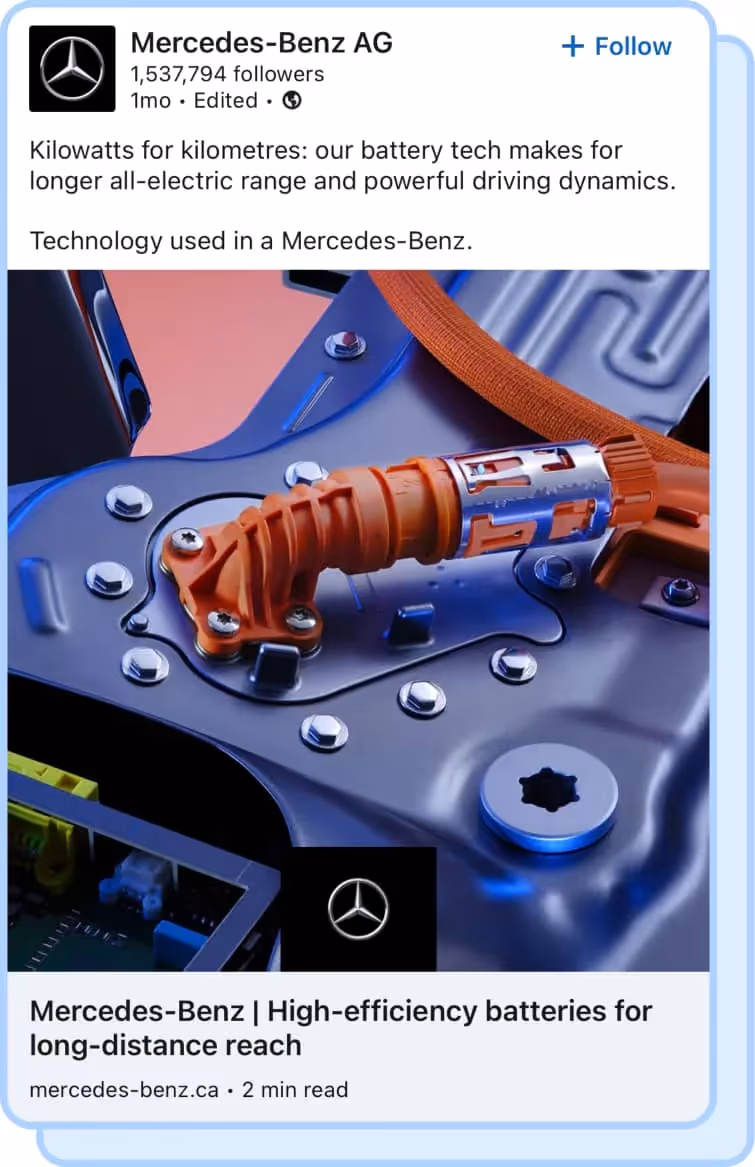 mercedes benz battery linkedin ad screenshot