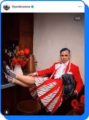 cole escola wearing thom browne