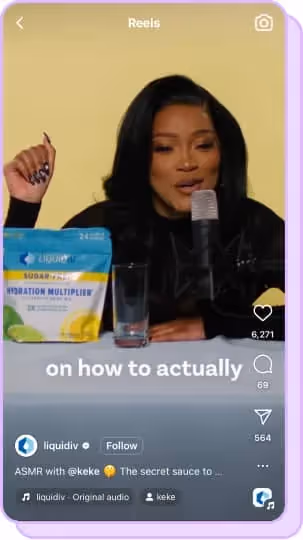 keke palmer sits next to bag of liquid iv and speaks into microphone