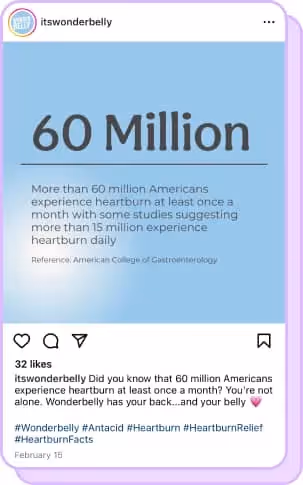 ig screenshot of stat about americans experiencing heartburn