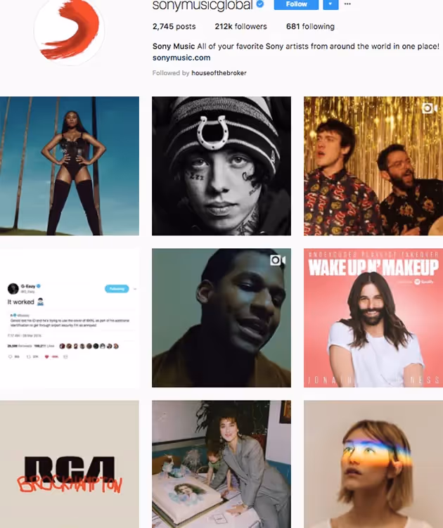 best instagram accounts for music lovers, top music Instagram accounts, who to follow on Instagram 2018, music instagram accounts, sony music
