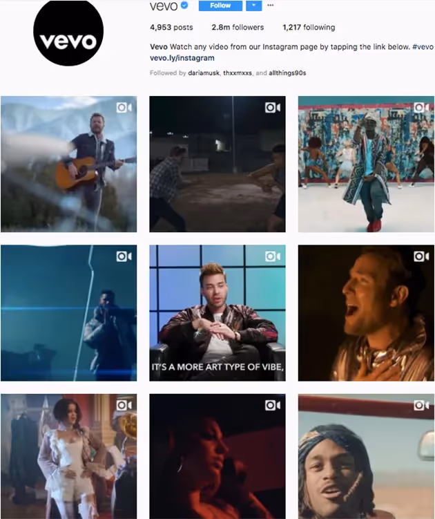 best instagram accounts for music lovers, top music Instagram accounts, who to follow on Instagram 2018, music instagram accounts, vevo