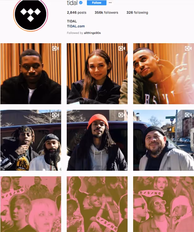 best instagram accounts for music lovers, top music Instagram accounts, who to follow on Instagram 2018, music instagram accounts, tidal