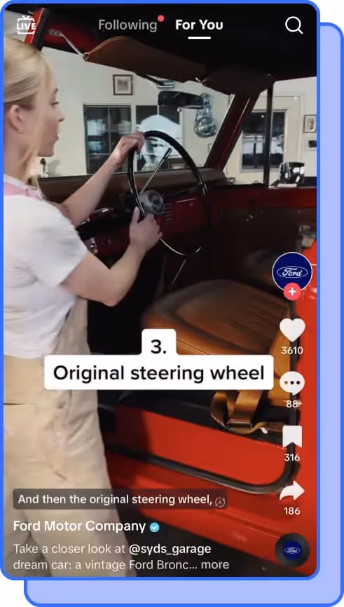 sydney sweeney with ford bronco steering wheel tiktok screenshot