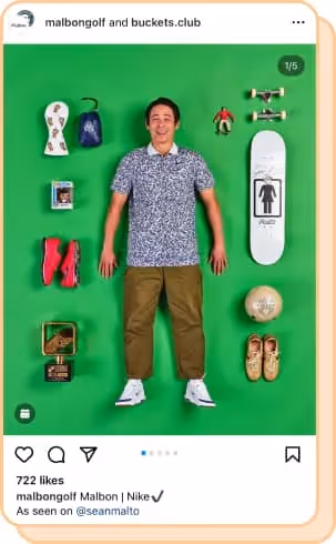 sean malto lying on green floor with malbon golf gear