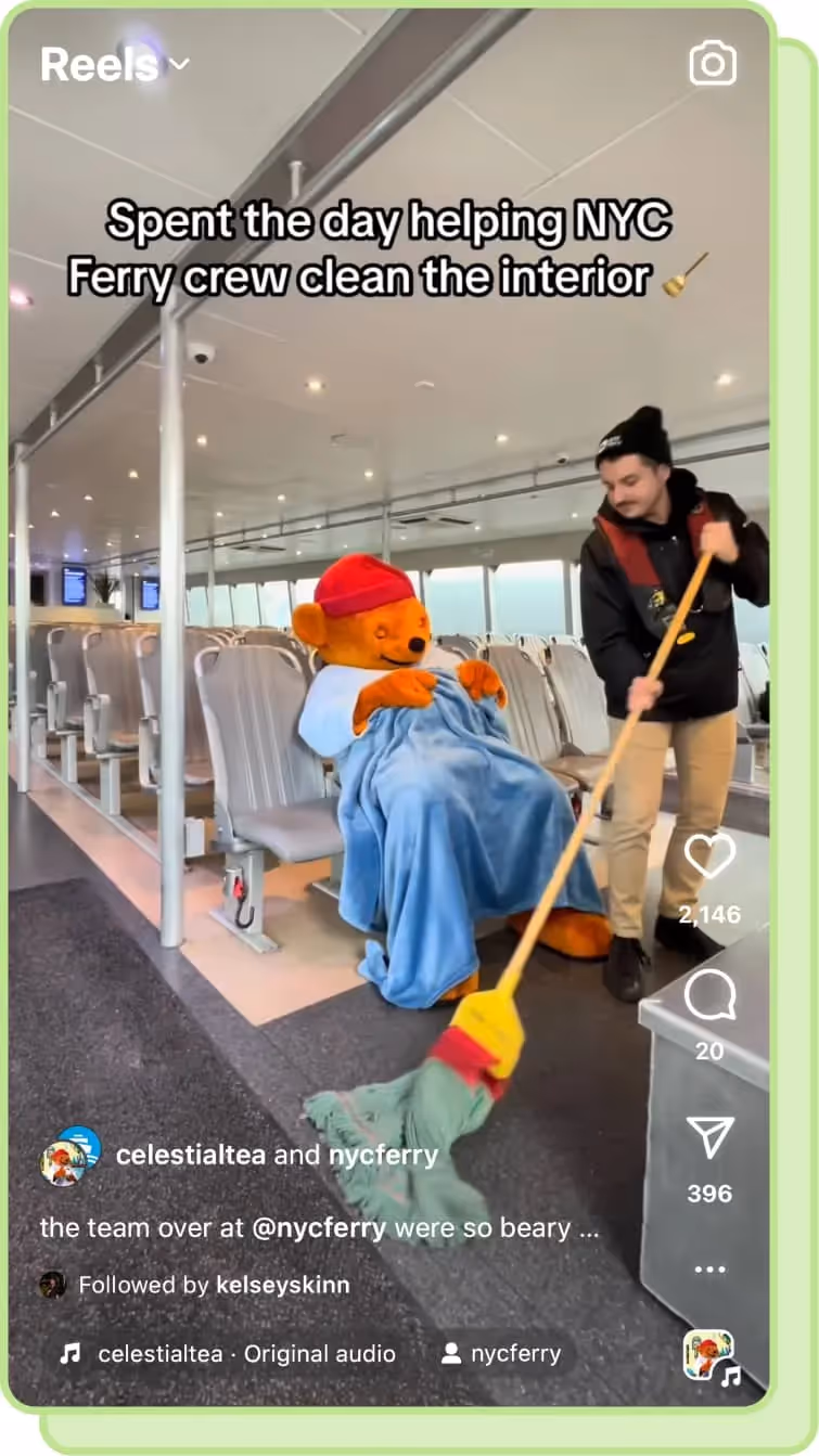 celestial bear and nyc ferry ig screenshot