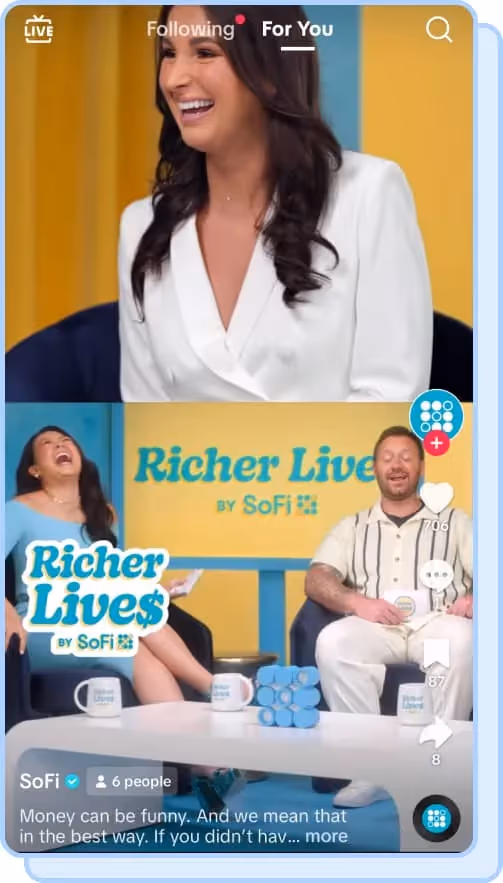 3 panel image of two woman and one man talking on podcast with yellow background