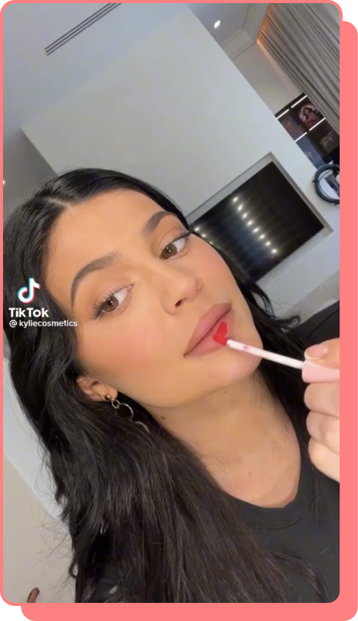 kylie jenner trying on lipstick tiktok screenshot