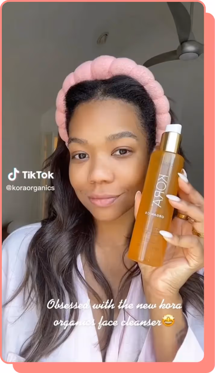 influencer uses kora organics tiktok screenshot
