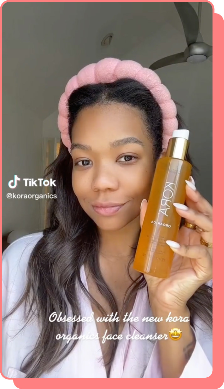 influencer uses kora organics tiktok screenshot