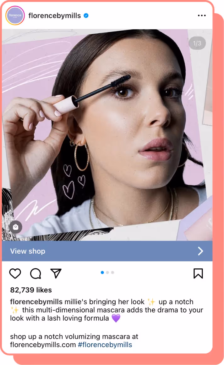 millie bobby brown putting on florence by mills ig screenshot