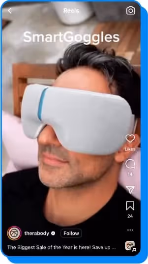 man wearing therabody smart goggles