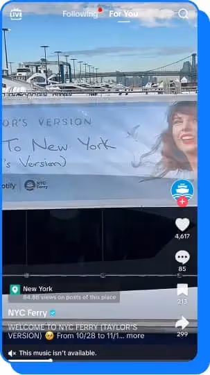 1989 taylor's version on nyc ferry
