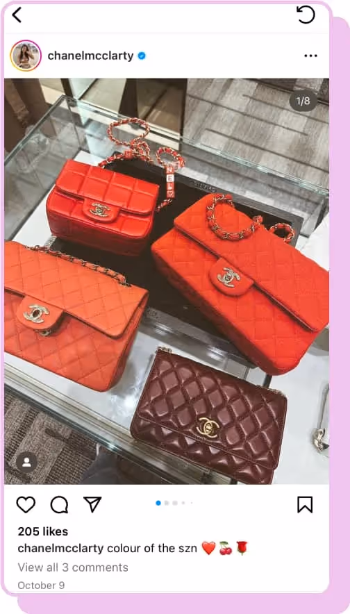 red toned chanel bags ig screenshot