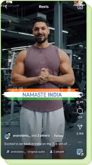 man talking to camera standing in gym