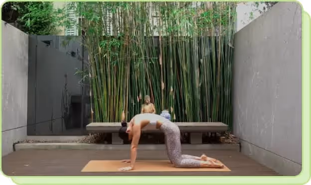 woman in cow yoga position