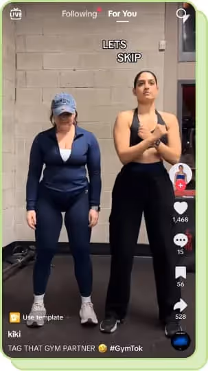 two woman doing tiktok trend in gym
