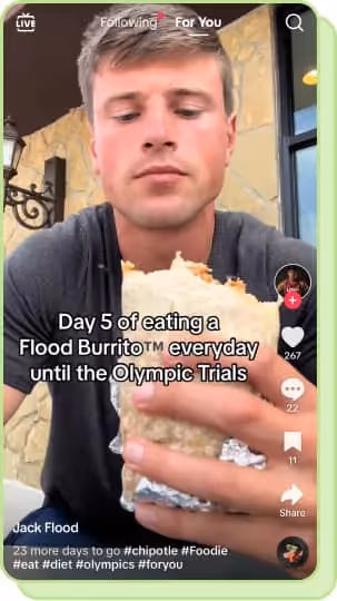 man eating burrito on tiktok