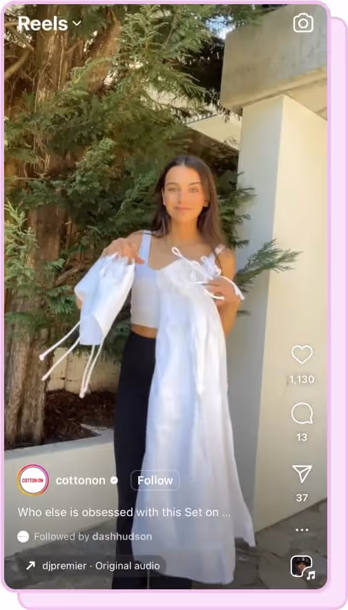 woman tries on two cotton on dresses ig reels