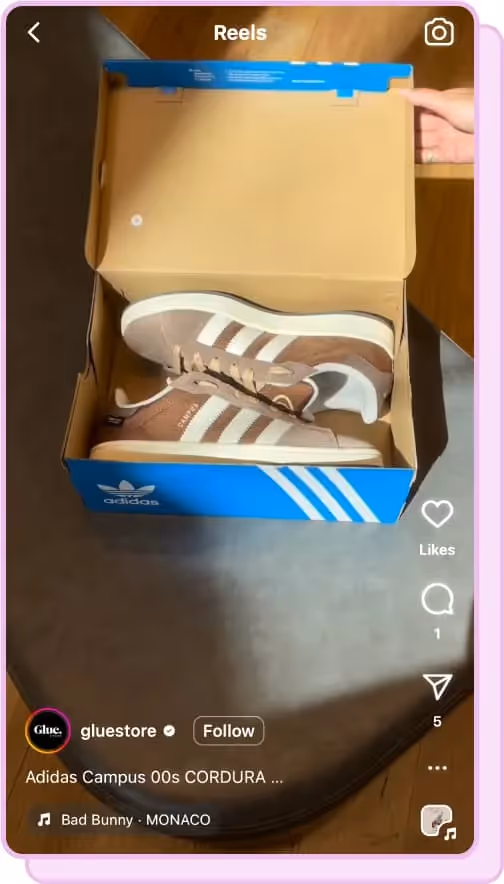 beige adidas sambas unboxing ig reels screenshot