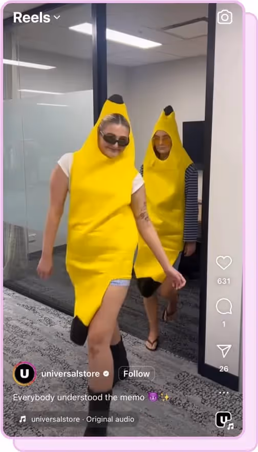 two people wearing banana costume ig reels screenshot