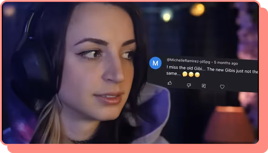 woman wears headphones and looks at youtube comment