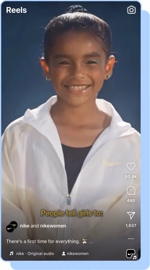 ig reels screenshot girl nike brand ambassador