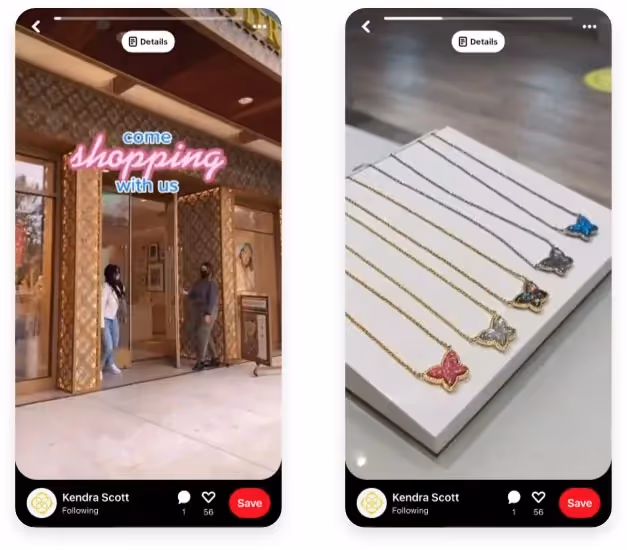 Kendra Scott Pinterest marketing strategy, lo-fi videos