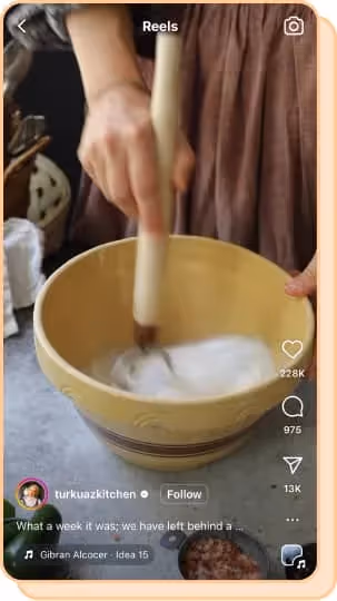hand stirring ingredients in mixing bowl