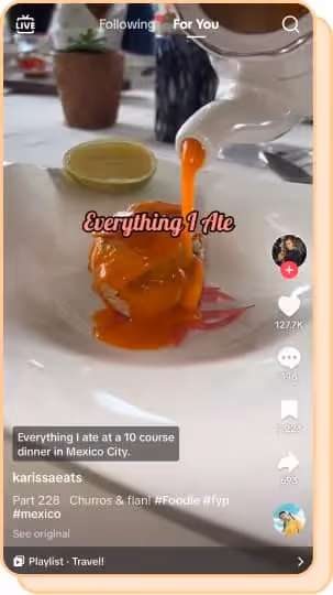 tea being poured over churro