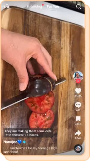 aerial view of woman cutting up tomato