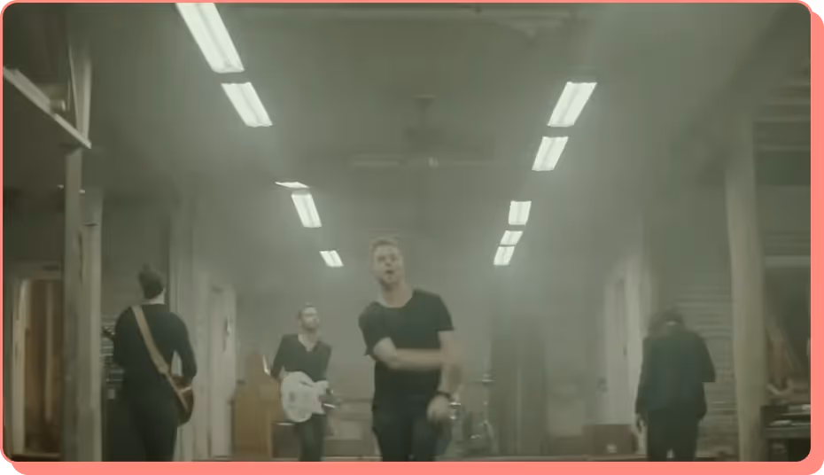 OneRepublic band performing Counting Stars in warehouse, popular on YouTube.