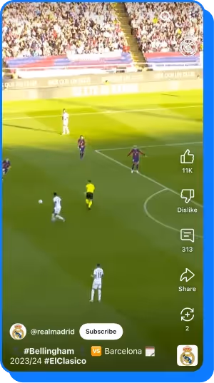 El Clásico match Reel from Real Madrid showing trending football content on social media.