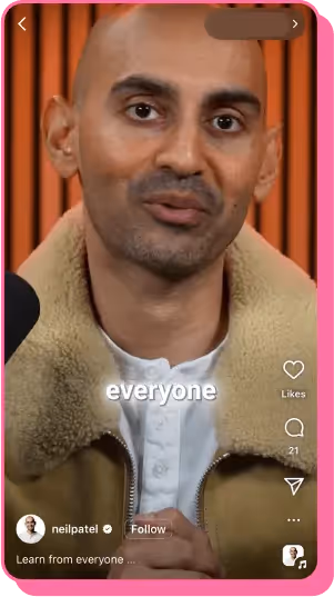 Neil Patel speaking on camera with "everyone" caption in bold white font.
