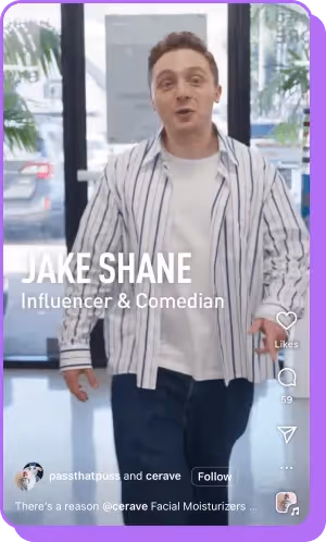 Jake Shane in CeraVe influencer video promoting facial moisturizers