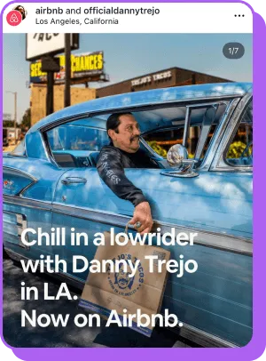 Danny Trejo cruising in classic lowrider for Airbnb LA promo