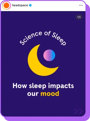 Headspace graphic titled “Science of Sleep: How sleep impacts our mood”