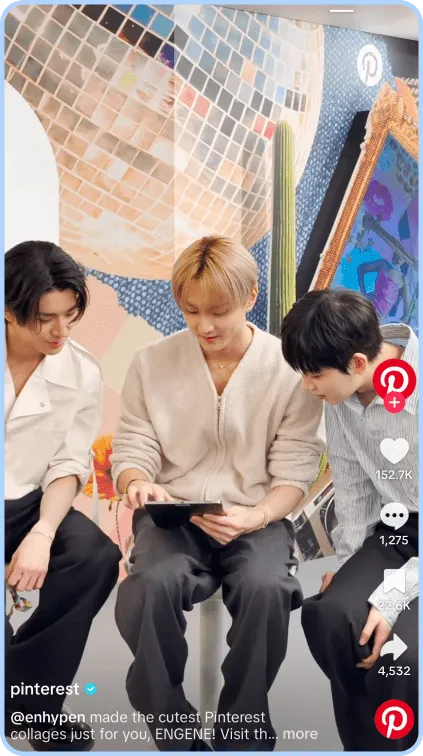Enhypen members collaborating with Pinterest in a branded content video